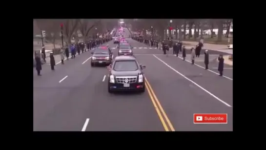 President Donald Trump Motorcade On Inauguration Day 2017 to Capitol Hill