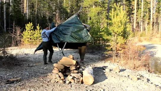 Походная баня из двух тентов _ Sauna In The Wild From Two Tarps