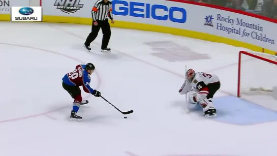 Nathan MacKinnon shows off the hands in shootout