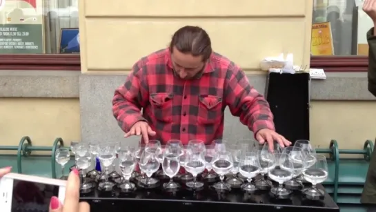 Crazy Performance! Street Musician Playing Water Glasses! Epic Talented Street Artists