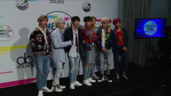 `VIDEO` K-Pop band BTS pose for photos at the AMAS 2017.