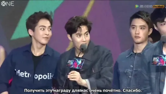 [РУС.САБ] 160409 EXO Top Chinese Music Awards Most Popular Overseas Group