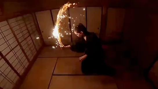 Using a fire katana