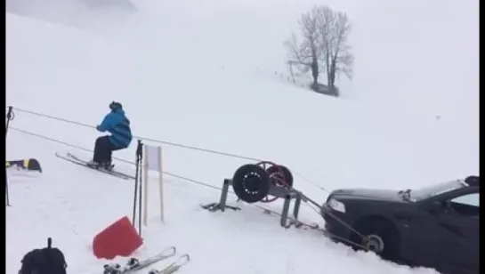 Самодельный подъемник для лыжников на гору