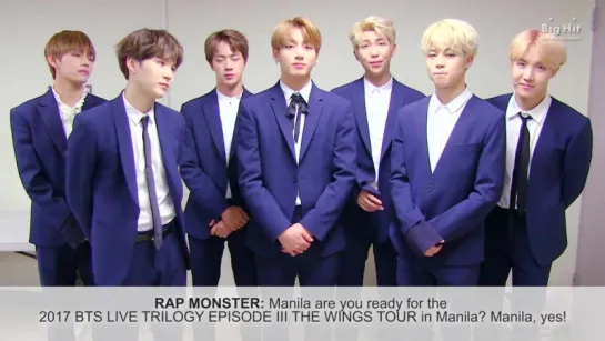 `VIDEO MESSAGE` 2017 BTS Live Trilogy Episode III - The Wings Tour in Manila.