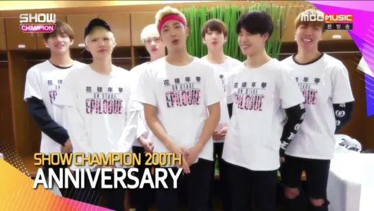 `VIDEO MESSAGE` BTS Greetings for Show Champion's 200th EP Anniversary.