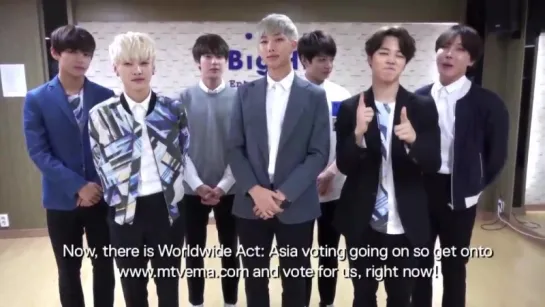 `VIDEO MESSAGE` 2015 MTV EMA Worldwide Act Voting BTS