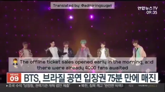 [VIDEO] Yonhap News reporting about the Brazilian BTS concert tickets getting sold out in 75 minutes - - BTSARMY BestFanArmy iHe