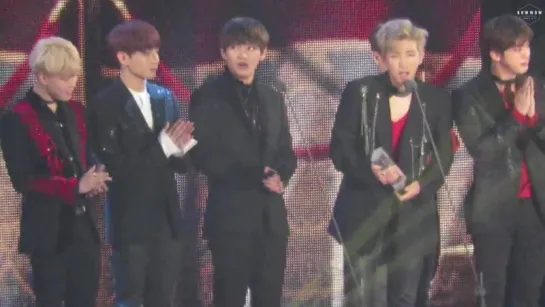 `FANCAM` 161119 Bangtan - Best Album of the Year @ 2016 MelOn Music Awards.