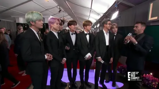 BTS at 61th Grammys Red Carpet - Interview E! Red Carpet