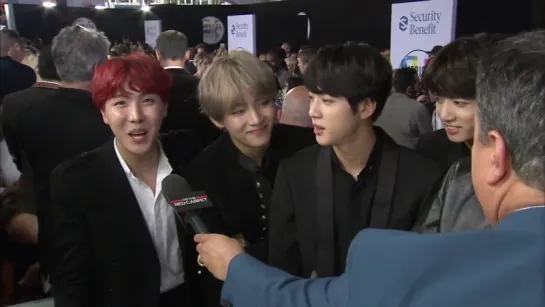 `INTERVIEW` K-Pop band BTS cant believe they were at the American Music Awards.