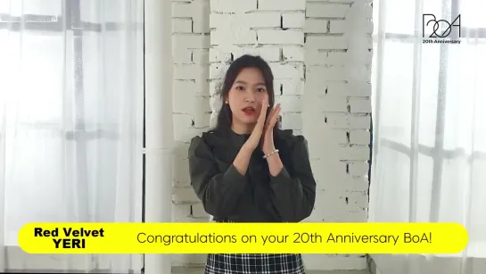 Youre still my No.1 - - Congratulations on your 20th Anniversary BoA! - - from. RedVelvet