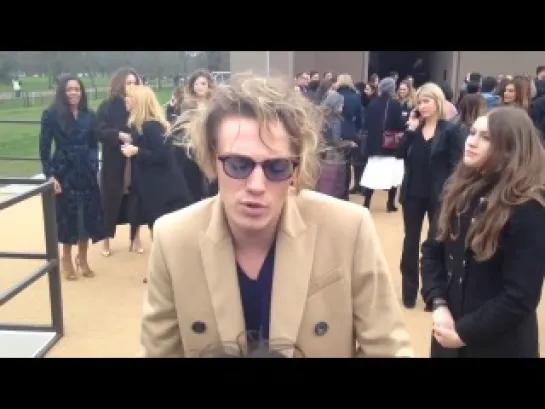 Actor Jamie Campbell Bower (Harry Potter) at the Burberry Show Fashion Week London 17-02-2014