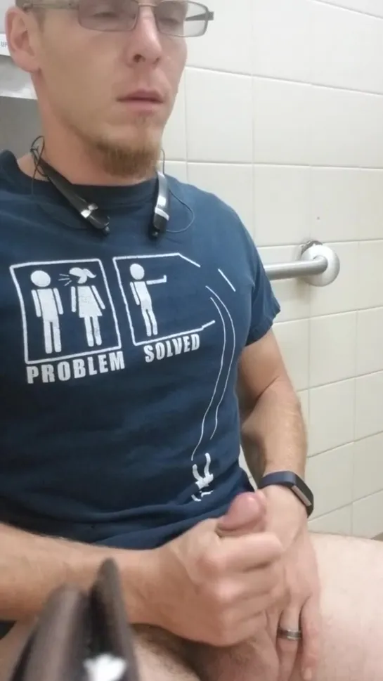 Have to be quiet when jacking off in a public bathroom