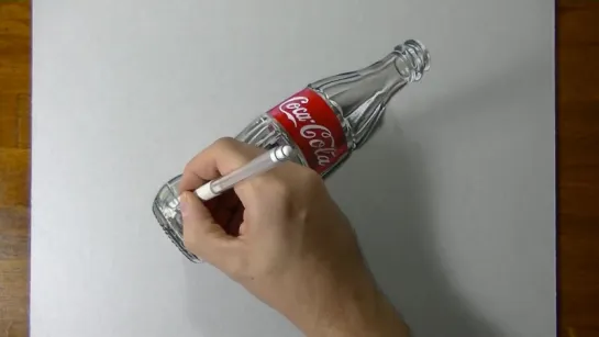 3D Art, Drawing Coca-Cola empty glass bottle