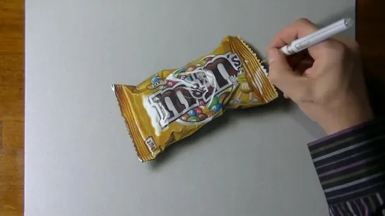 Drawing time lapse׃ a bag of MMs - hyperrealistic art