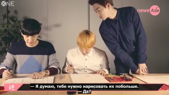 [РУС.САБ] 151214 EXO NewsAde Drawing Class Open