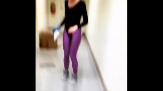 Girl In Purple Lycra Spandex Tights