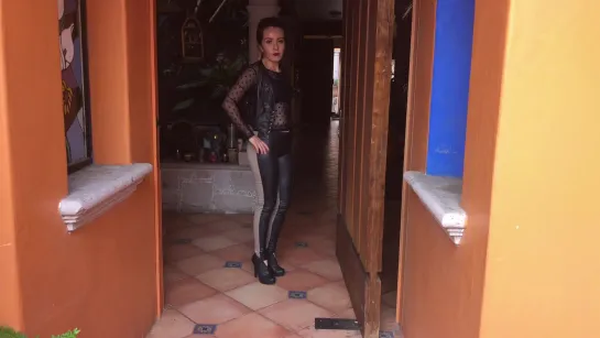 Half Leather Leggings Black Outfit #1