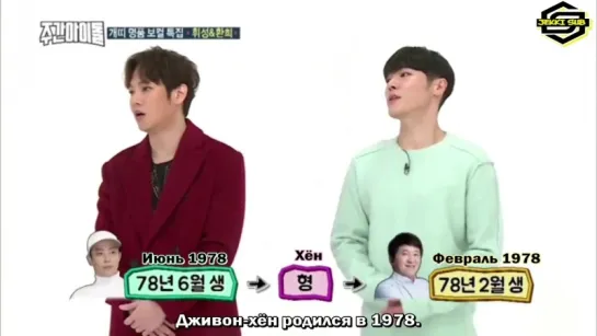 180124@ Weekly Idol - Jung Hyungdon mentions Eun Jiwon cut [rus.sub]