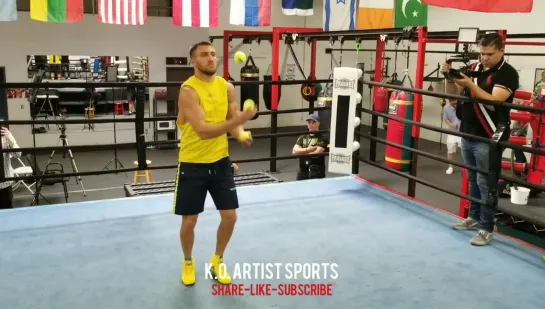 OUCH! LOL! LOMACHENKO LOW BLOWS HIMSELF W_⁄TENNIS BALL!