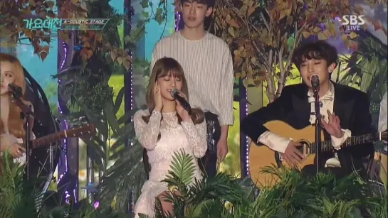 [161226] Chanyeol {EXO} X 10cm X Rose {BLACKPINK} X Jihyo {TWICE} - Acoustic Stage (SBS Gayo Daejun Live) [HD]