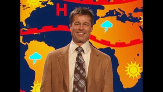 EXCLUSIVE- Brad Pitt Makes Hilarious Return as The Jim Jefferies Show Weather Man -- Watch!