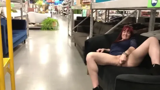 Public slut dildo fuck in store