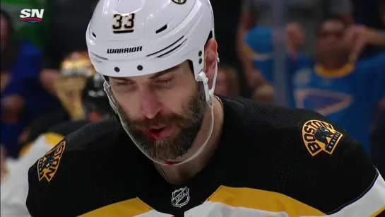 Zdeno Chara  got puck in the face