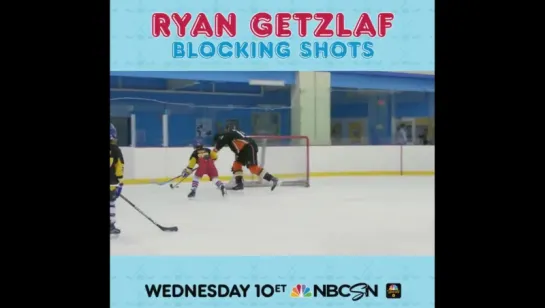 Ryan Getzlaf plays with children