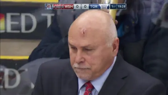 Barry Trotz the puck ricocheted off the head