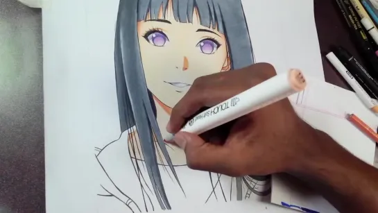 Drawing Hinata Hyuga - Step By Step