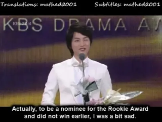 Song Joong Ki - 2010 KBS Popularity Awards [Eng Sub]