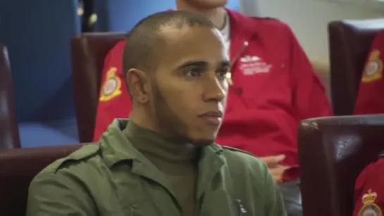 Lewis Hamilton flies with the RAF Red Arrows