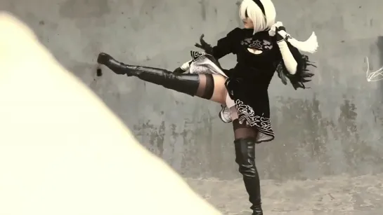 Милая мечница #music #cosplay #warrior #fantasy #stockings #whitehair #NieRAutomata