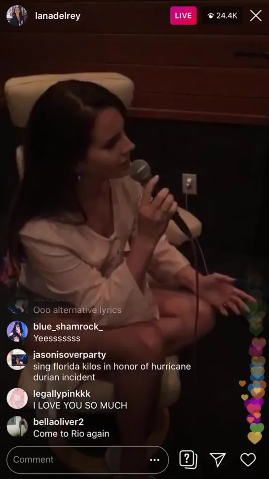 Lana del Rey Instagram Live singing NFR