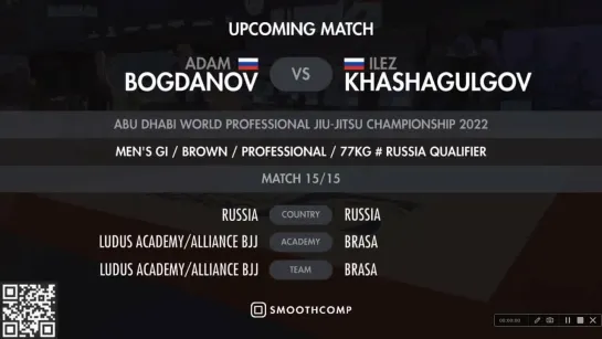 Bogdanov Adam vs Ilez Khashagulgov - RUSSIA QUALIFIER - ABU DHABI WORLD PROFESSIONAL JIU-JITSU CHAMPIONSHIP 2022