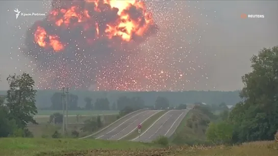 Как взрываются склады боеприпасов под Винницей