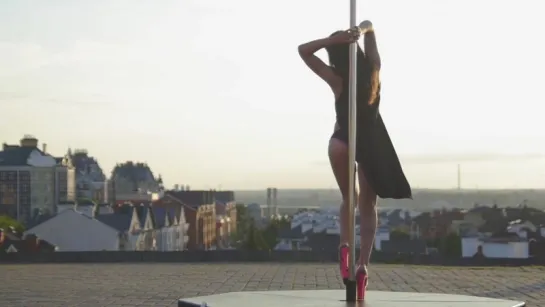 Dancing on the pole, on the streets of Kazan, Russia