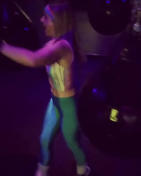 80s Workout Class Girl in Blue Lycra Tights