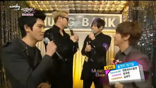 130222 Backstage with MC CNBlue and Comeback Kim Tae Woo Goodbye Moon Hee Jun music bank