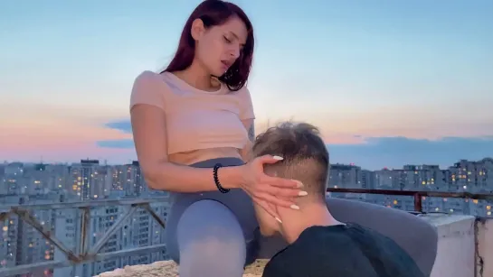 Petite Princess FemDom - Outdoor Leggings Pussy Worship Femdom On Rooftop