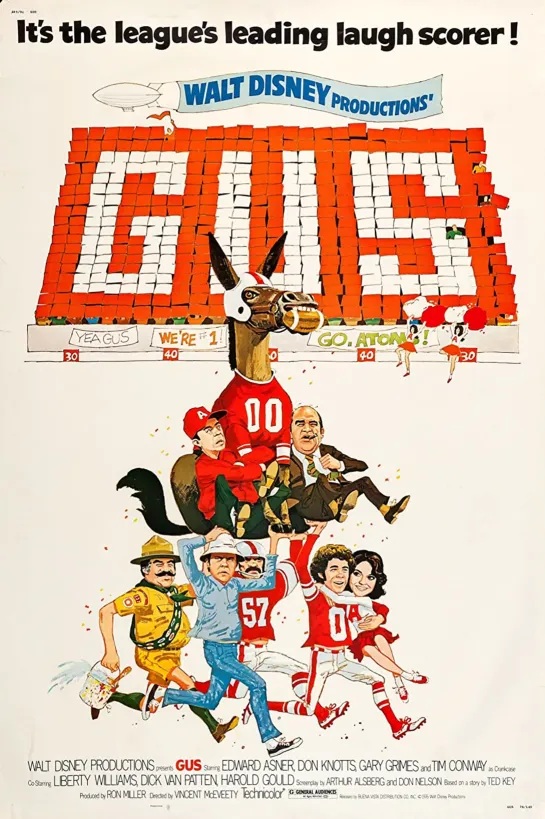 Гас / Gus, (1976 США) комедия дети в кино Режиссёр: Винсент МакЭвити