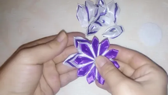 НОВОГОДНЯЯ СНЕЖИНКА КАНЗАШИ, МК _ DIY Kanzashi Christmas Snowflake