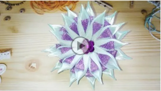 НОВОГОДНЯЯ СНЕЖИНКА КАНЗАШИ, МК _ DIY Kanzashi Christmas Snowflake