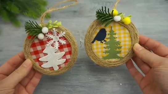 5 ИДЕЙ Новогодних Игрушек из джутового шпагата своими руками. Christmas Ornaments