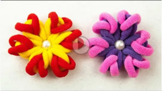 Цветочек из резинок_ Easy Flower Making using Hair bands _ Hair band flower_ Diy rubber band flower