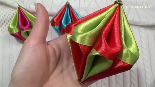 🎄 НОВОГОДНИЕ ИГРУШКИ НА ЕЛКУ 🎄 своими руками из лент ЛЕГКО! DIY Christmas Ornaments Ola ameS DIY