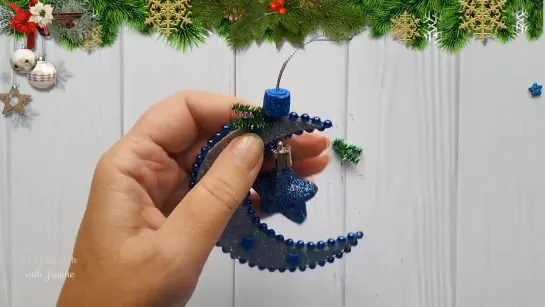 Новогодняя игрушка МЕСЯЦ из глиттерного фоамирана своими руками_ Glitter Christmas Tree Decoration