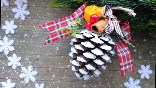 Diy Ароматная шишка на елку- Rustic Flocked Pinecone Christmas Ornaments- Christmas Ornaments